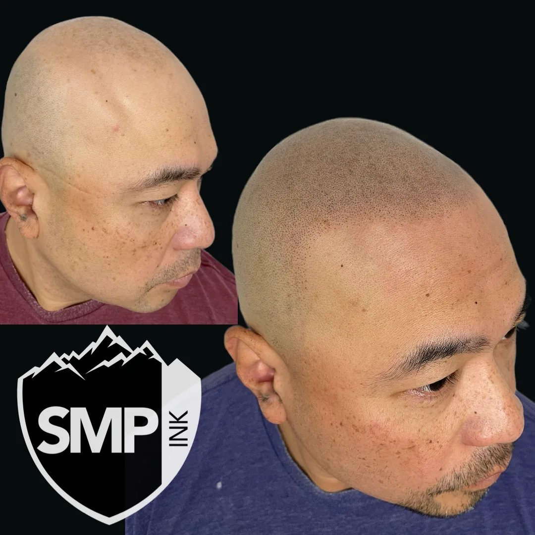 Scalp micropigmentation natural hairline result by SMP INK Seattle