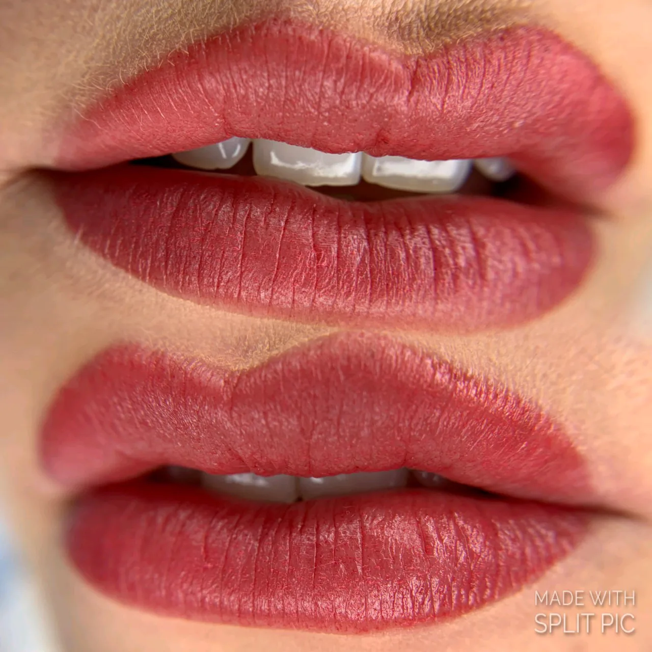 Lip blush before and after — enhanced natural lip color by SMP INK Seattle