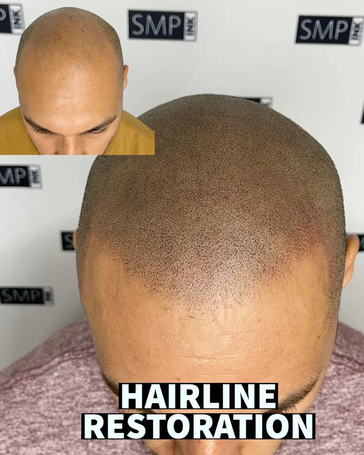 Scalp micropigmentation hairline restoration result by SMP INK Seattle