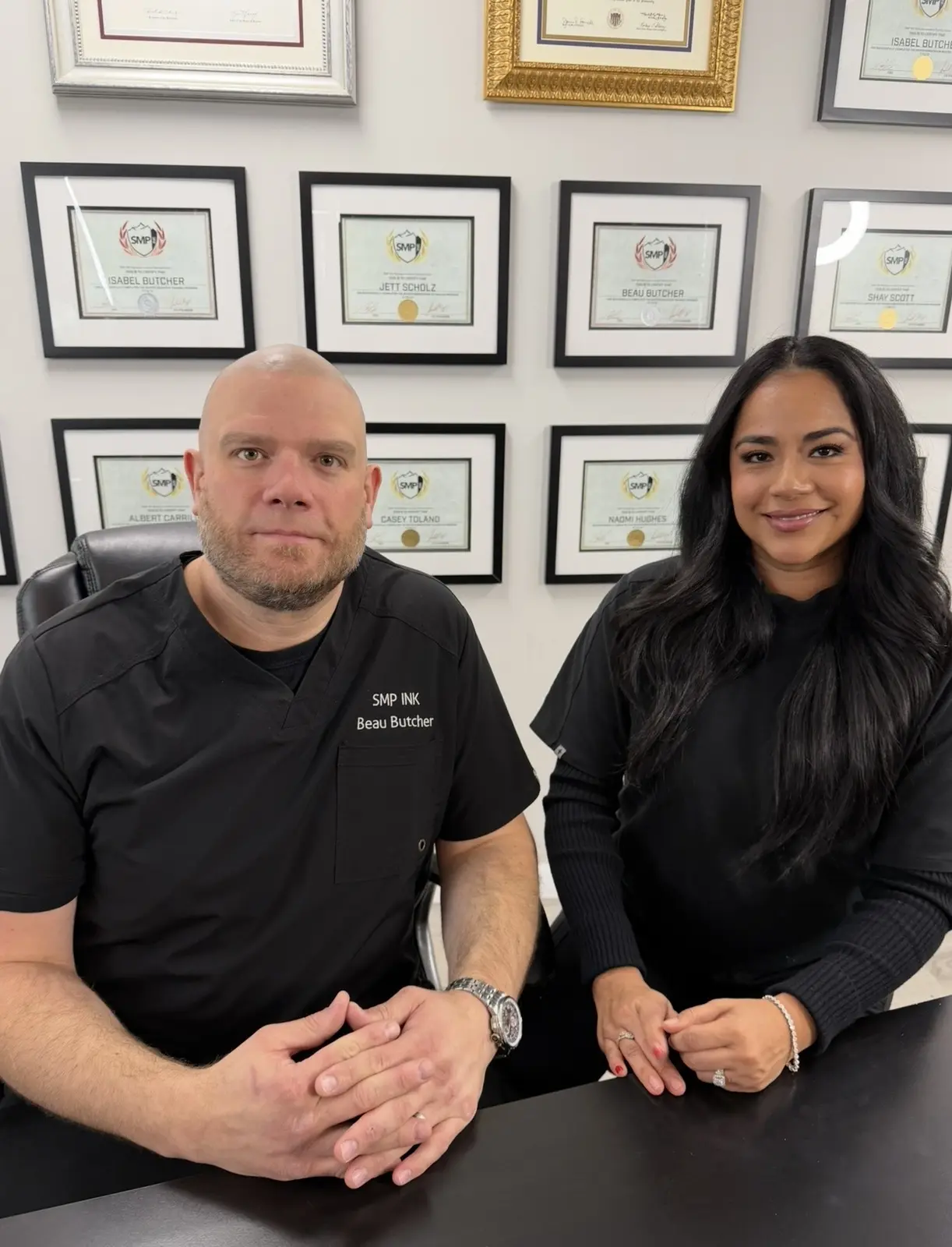 Beau Butcher and Isabel Salmoran, founders of SMP INK Seattle and Rainier Academy